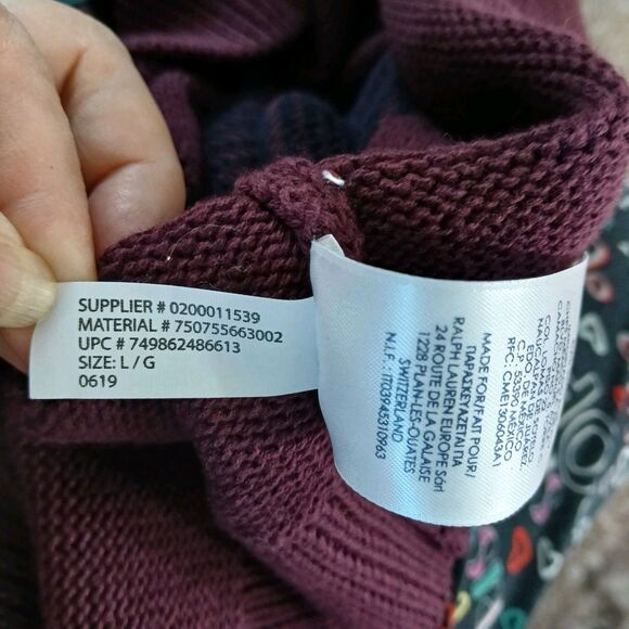 Chaps Men's L/G Burgundy & Blue Striped 1/4 Zip Pullover Sweater Grandpacore - Picture 14 of 14